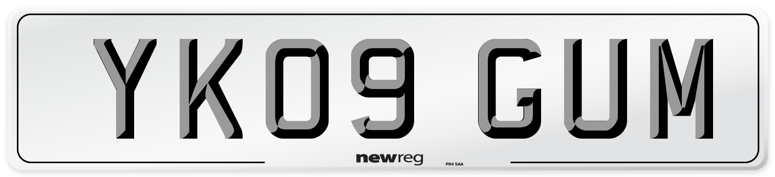 YK09 GUM Number Plate from New Reg